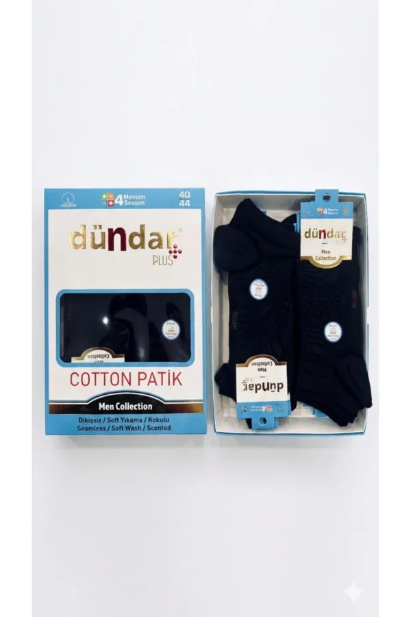 Plus Erkek Siyah Pamuklu 12'li Paket Patik Çorap Seti 40-44