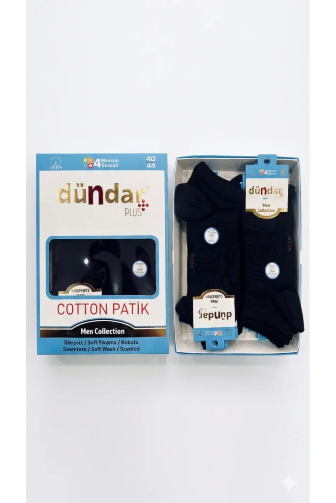 Plus Erkek Siyah Pamuklu 12'li Paket Patik Çorap Seti 40-44