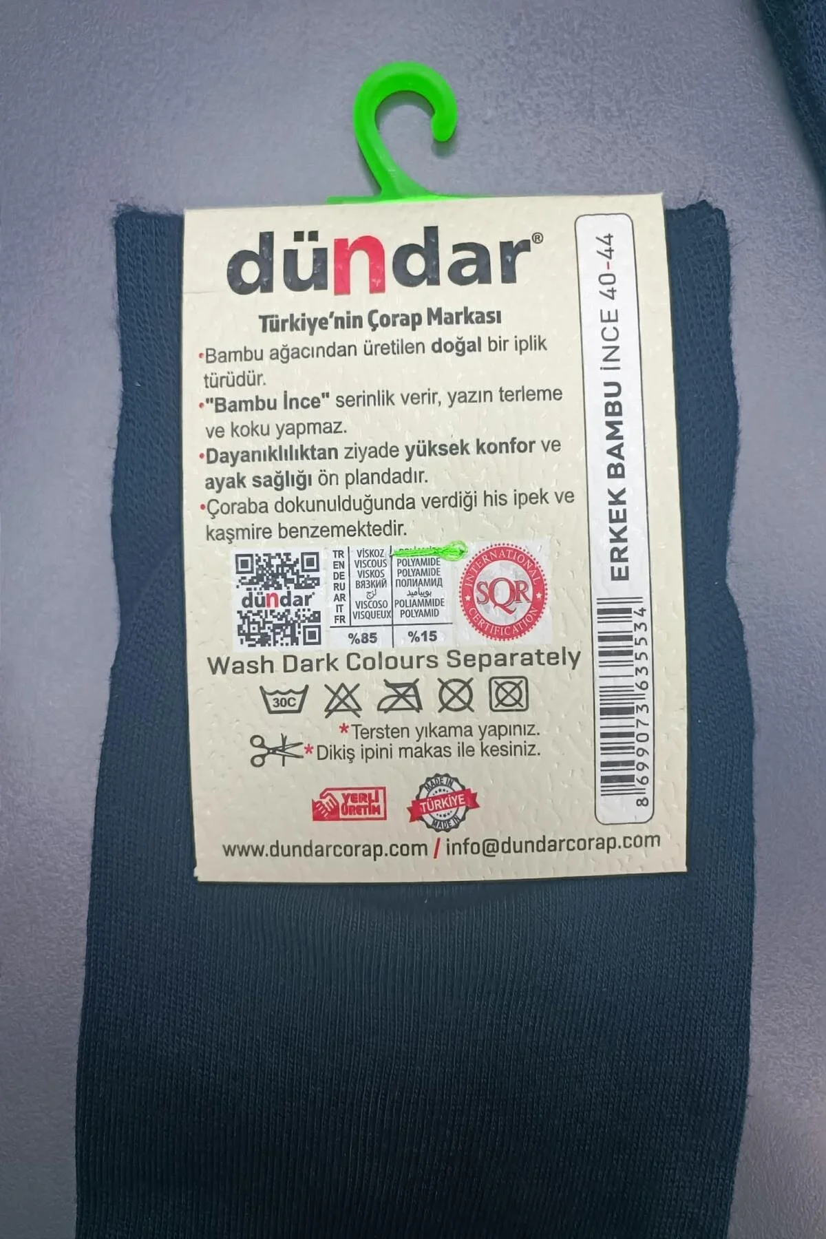Erkek Bambu Yazlık Uzun İnce Çorap - 6 Adet - Görsel 4