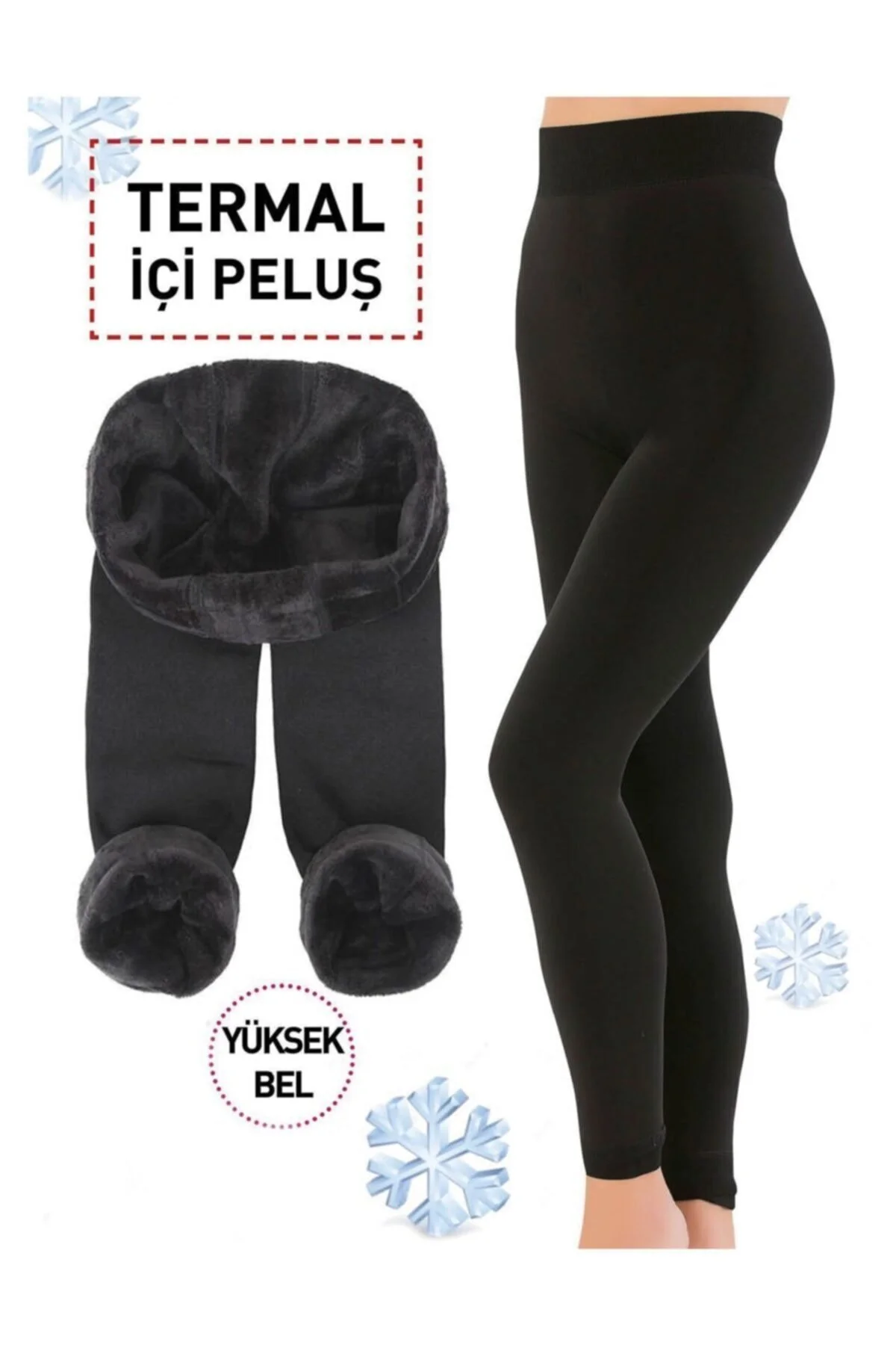 Kadın Thermal Peluş Tayt Siyah - Görsel 3