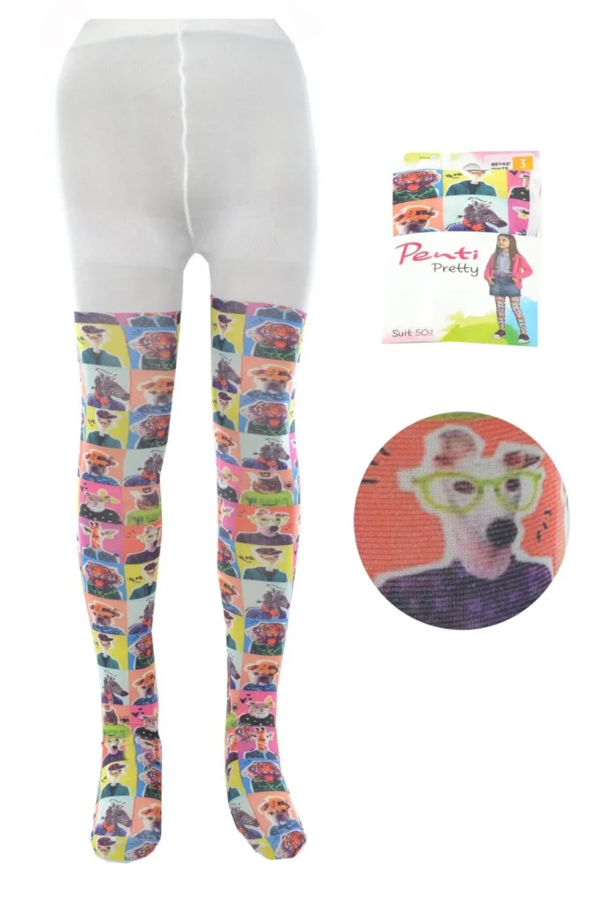 Pretty Suit 50 Den Kız Çocuk Külotlu Çorap Beyaz - 6-8 Yaş